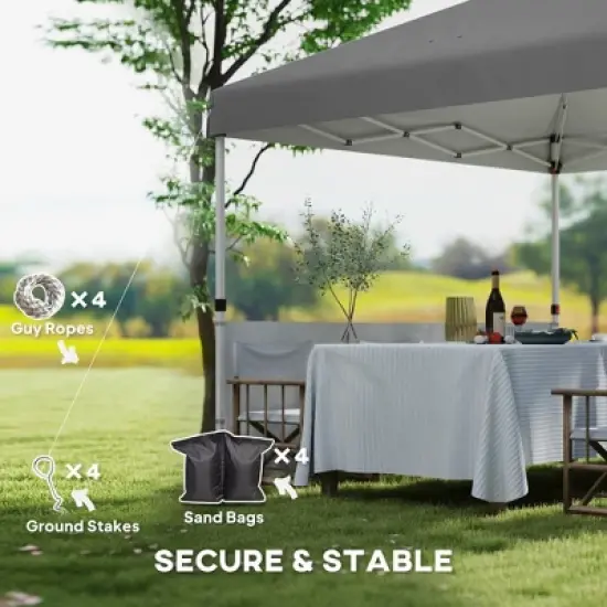 Outsunny 10' x 10' Pop Up Canopy Tent with 2 Half Sidewalls, UV50+ Height Adjustable Instant Sun Shelter with Wheeled Carry Bag image {4}