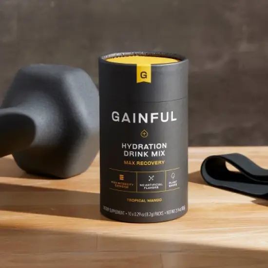 Gainful Hydration Max Recovery Electrolyte Supplement Stick Packs  - Tropical Mango -  2.9oz/10ct image {3}