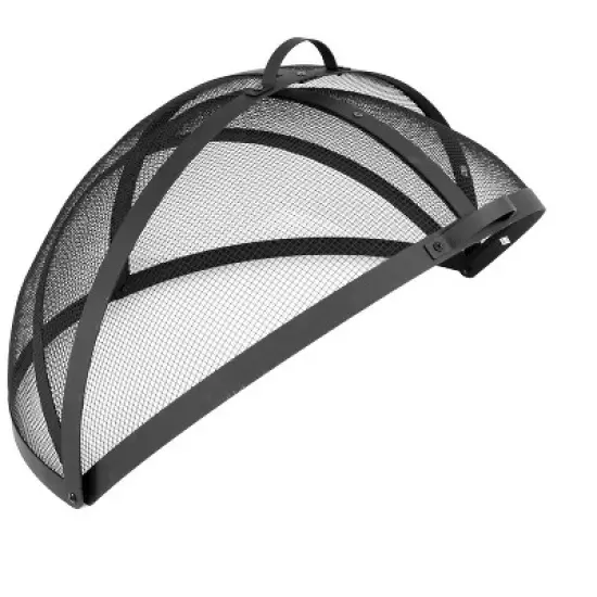 Sunnydaze Outdoor Heavy-Duty Steel Mesh Round Easy-Opening Camp Fire Pit Spark Screen Lid with Hinged Door -  Black image {8}