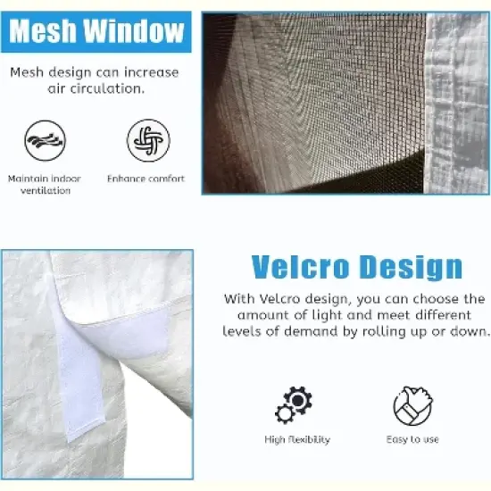 DOMETOUR 12'x12' Universal Gazebo Cover with Sidewalls & Mesh Windows, Waterproof All-Season Enclosure for Hardtop Gazebos, White image {5}