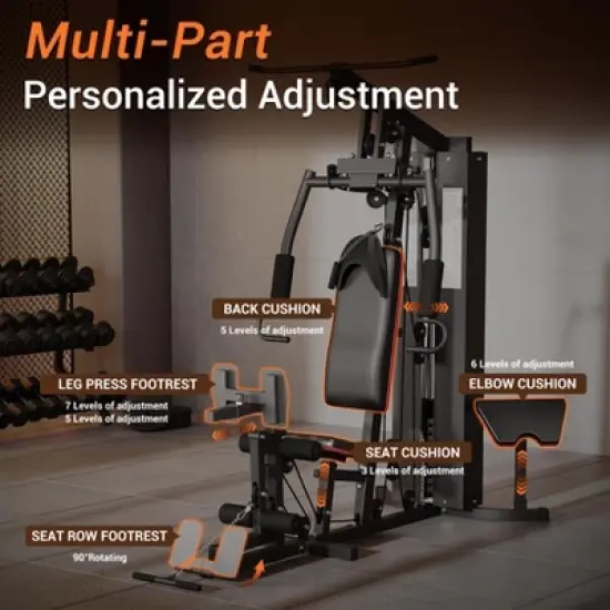Home Gym, Exercise Equipment - All in One Multifunctional Full Body Workout Machine with 150LBS Weight Stack & Pulley System image {6}