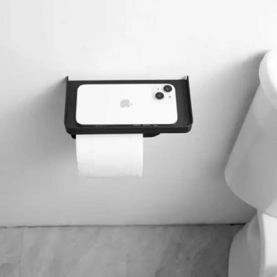 Wall Mount Toilet Paper Holder with Shelf Stainless Steel Paper Roll Holder Tissue Paper Holder image {3}
