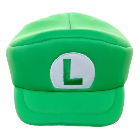 Super Mario Bros Embroidered Luigi L Patch Adult Green Beret Cap image {1}