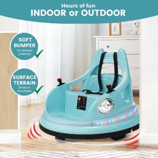 12V Kids Ride-On Bumper Car with Remote Control, 360&deg; Spin Electric Toy Car for Toddlers, 2 Speeds, Music, Safety Belt, Indoor/Outdoor image {5}