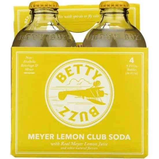 Betty Buzz - Meyer Lemon Club Soda 4 Pack - Case of 6/36 oz image {1}