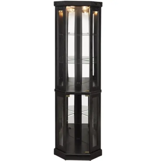 YOOCOZZ Lighted Corner Curio Cabinet &ndash; Display Case for Living Room, Antiques, Wine & Bar Glasses (Elegant Lighted Design) image {3}
