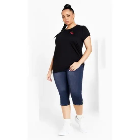 Women's Plus Size Sweet Longline Short - dark denim | CITY CHIC image {5}