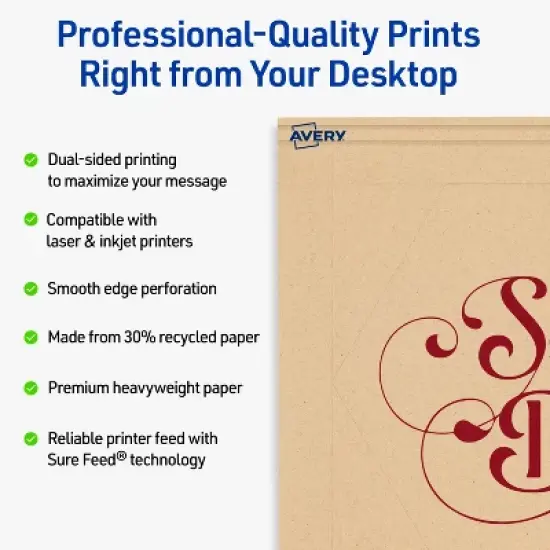 Avery Geo Flat Cards, 5" x 7", Matte Kraft Brown, 20 Total image {1}