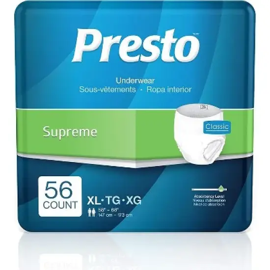 Presto Absorbency Underwear, XL, 58 in. to 68 in. White (Case of 56) image {3}