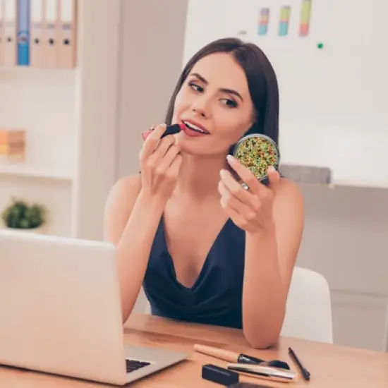 Unique Bargains Rhinestones Travel Makeup Mirror 1 Pc image {2}