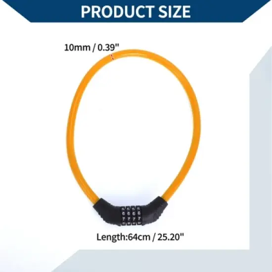Unique Bargains Bicycle Lock Security Lock Resettable 4 Digit Combination Chain Bike Lock Orange image {3}