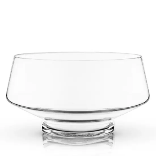 Viski Footed Glass Punch Bowl, Heavy Base Bowl With Angled Design Party Serveware for Cocktails, Functional Centerpiece, Clear, 2.5 Gallons image {6}