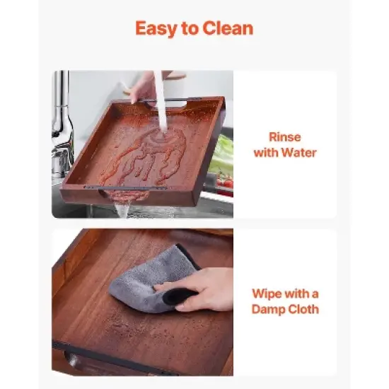 VEVOR Wood Serving Tray, Acacia Wooden Tray Board with Handles, Decorative Rustic Serving Trays Platter, Walnut Wood Color image {6}