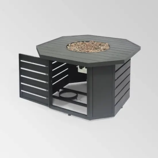 Rene Octagonal 45" Gas Fire Pit - Christopher Knight Home: Propane Fueled, Iron Frame, 90 Day Warranty image {5}
