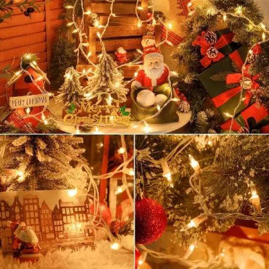 Itopfox Clear Christmas Lights Set, 2Pack 50Count Incandescent Mini String Lights with White Wire for Indoor Christmas Tree Garland Birthday Wedding image {5}