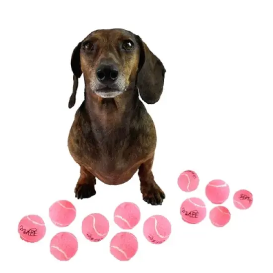 Midlee Pink 1.5" Mini Squeaky Dog Tennis Balls- Set of 12 image {2}