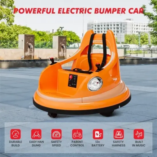 Toddlers Bumper Car, 12V Ride On Toy Car for Kids, Electric Ride On Car w/Remote Control, Baby Bumping Toy Car 2 Speeds, LED Lights, 360 Degree Spin image {4}
