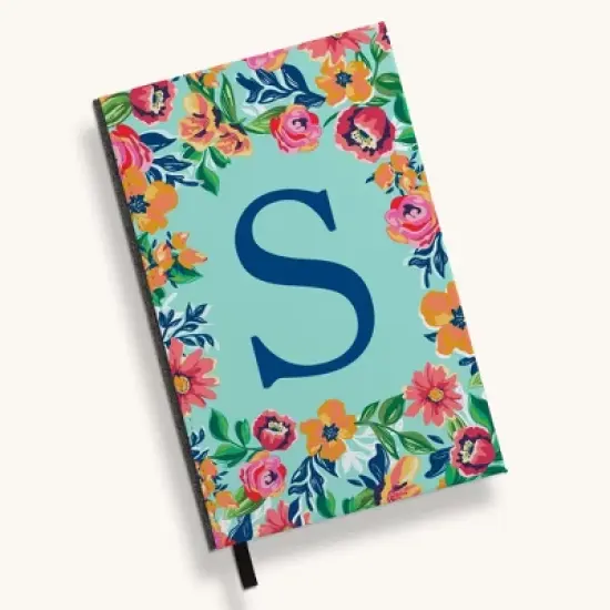 Personalization Mall Flowery Initial Journal, Blue Aqua image {22}