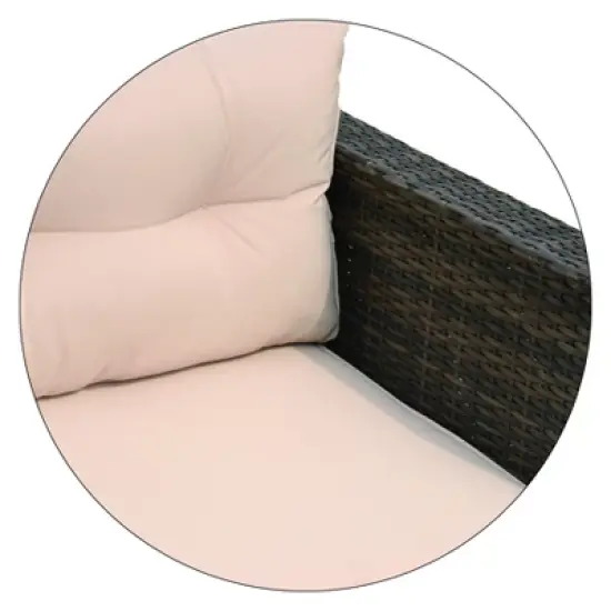 5pc Wicker Patio Sectional Seating Set with Shallow Cushions - Brown - GODEER image {9}