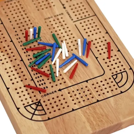 WE Games Classic Solid Wood, 4 Track Cribbage Board image {3}