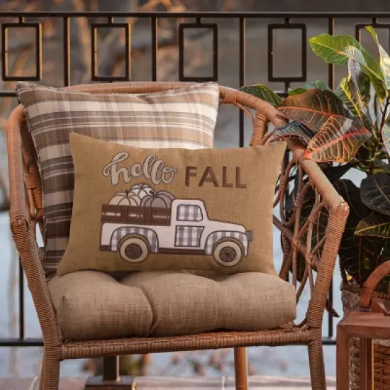 11.5"x18.5" Indoor Thanksgiving Hello Fall Natural Rectangular Throw Pillow  - Pillow Perfect image {3}
