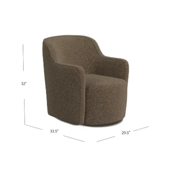 HomePop Upholstered Swivel Accent Chair Dark Brown Boucle: Polyester Fabric, Plywood Frame, No Assembly Required image {5}