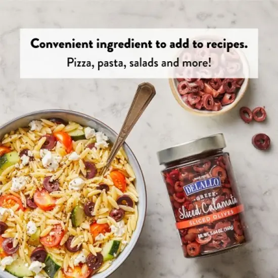 DeLallo Greek Sliced Kalamata Olives, 5.64 oz. Jar, (3 Pack) image {2}