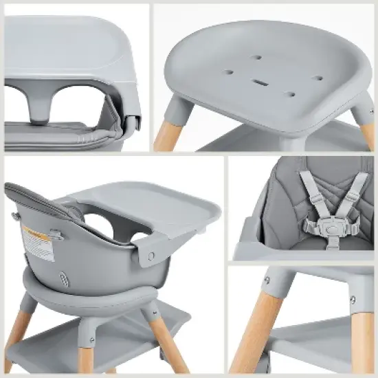 BabyBond Convertible Wooden Baby High Chair - 11 in 1 Design for High Chair, Booster Seat, Toddler Chair - Double Tray, 5-point Harness image {2}