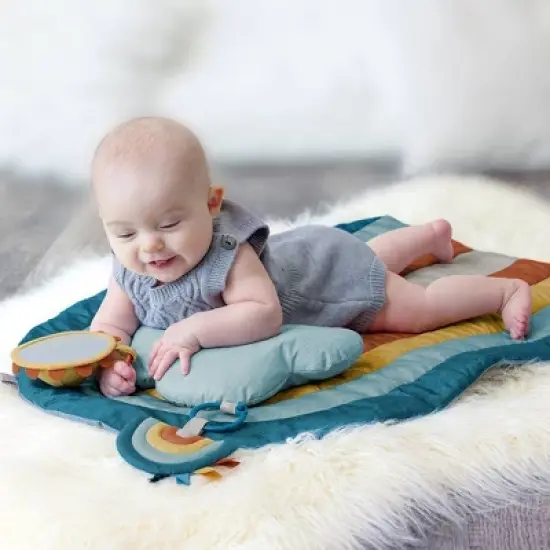 Itzy Ritzy Rainbow Tummy Time Play Mat with Cloud Bolster and Two Toys image {9}