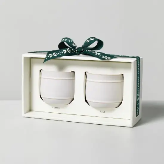 2pk Barrel Ceramic Candle Gift Set - Salt/Canvas 4oz - Hearth & Hand&trade; with Magnolia image {2}