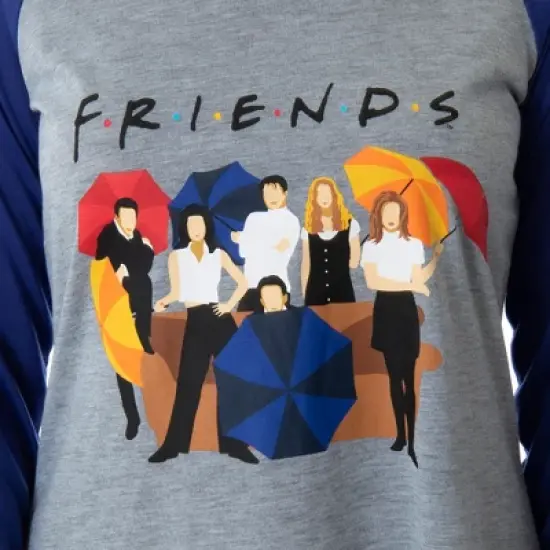 Friends TV Show Juniors' Minimalist Character Raglan Sleep Shirt Nightgown Minimal Cast Art image {3}