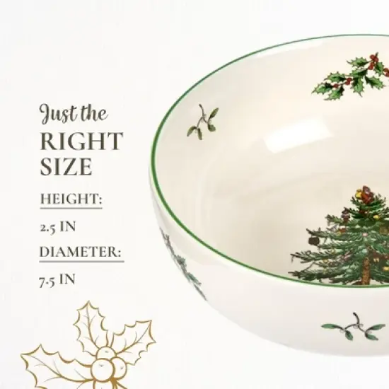 Spode Christmas Tree Individual Fruit Bowl - 7 Inch Porcelain Oatmeal, Salad, Soup, Cereal, Breakfast, Dessert Bowl - Microwave & Dishwasher Safe image {6}