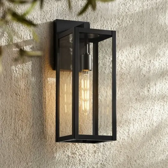 John Timberland Titan Modern Outdoor Wall Light Fixture Mystic Black 17" Clear Glass for Post Exterior Barn Deck House Porch Yard Patio Home Outside image {1}