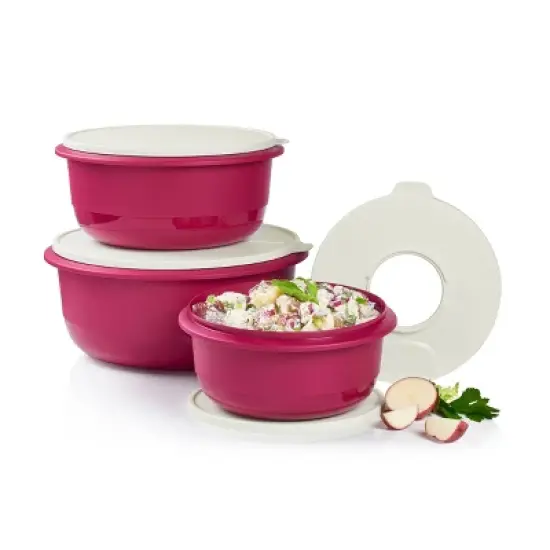 Tupperware 7pc Food Storage Ultimate Mixing Bowl Set Berry Pink image {1}