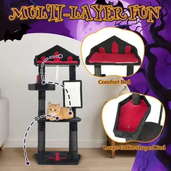 Karl Home 49 inch Gothic Majesty 4-Tier Halloween Cat Tree image {3}