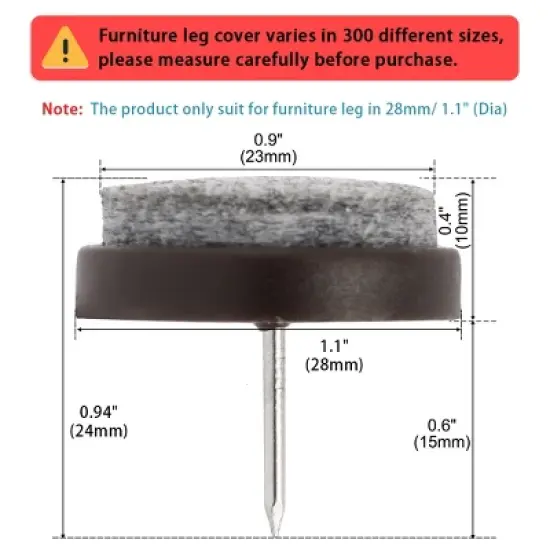 Unique Bargains Nail on Felt Furniture Table Chair Leg Pads 27mm/1" Pack of 30 image {1}