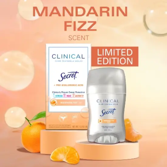 Secret Clinical Strength Invisible Solid Antiperspirant & Deodorant - Mandarin Fizz - 1.6oz image {1}