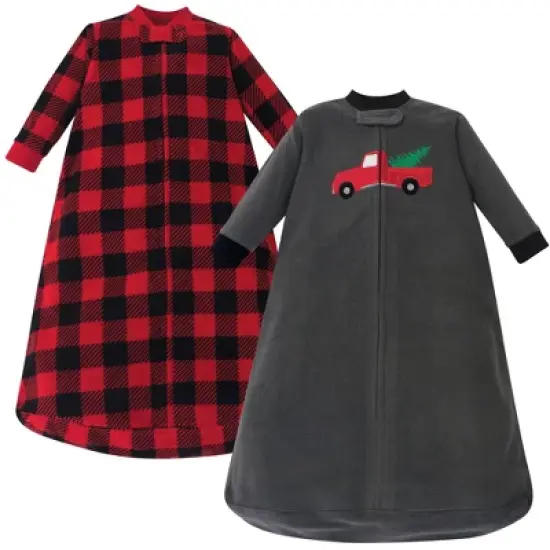 Hudson Baby Infant Boy Long-Sleeve Fleece Sleeping Bag, Christmas Tree, 0-9 Months image {1}