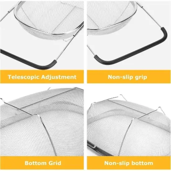 Kitchen Accessories Over the Sink Colander Strainer Basket，Stainless Steel Colander with Expandable Rubber Grip Sink Drainer image {5}