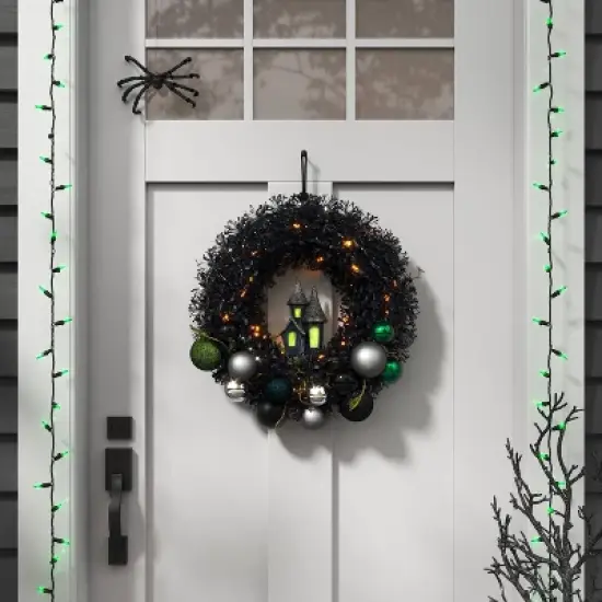100ct LED Halloween Indoor Outdoor Miniature String Lights Neon Green/Black - Hyde and EEK! Boutique&trade; image {1}