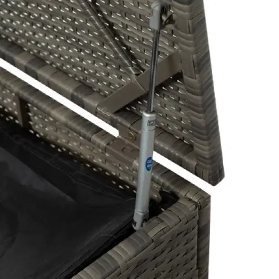 7pc Wicker Patio Seating Set with Cushions & Storage Box - Gray - GODEER image {5}