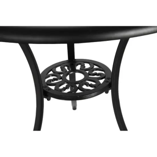 SKRAN 25'' Set of 3 Bistro Set Table and Chairs,Outdoor Patio Set,Rust Proof Cast Aluminum Bistro Set for Outdoor, Garden, Patio, backyard Black image {5}