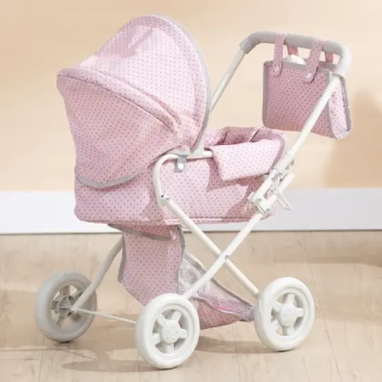 Olivia's Little World - Polka Dots Princess Baby Doll Deluxe Stroller - Pink & Gray image {1}