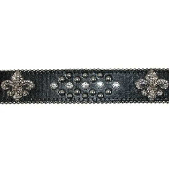 CTM Women's Fleur de Lis Studded Rhinestone Belt image {1}