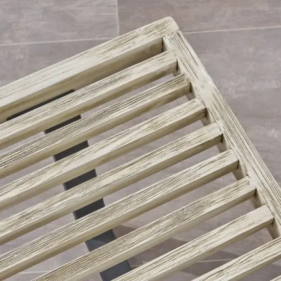 Fresno Acacia Wood Patio Dining Bench Light Gray - Christopher Knight Home: Weather-Resistant, 3-Seater Outdoor Picnic Bench image {2}