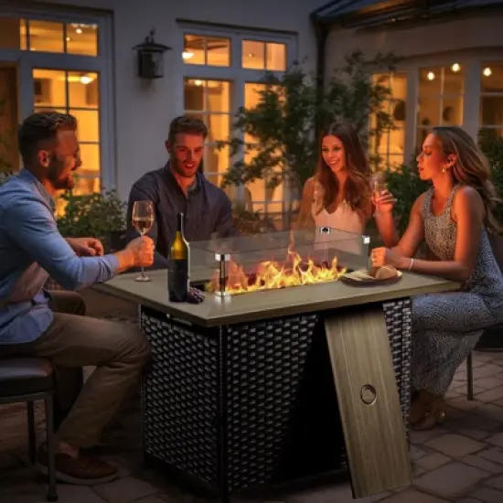 Gymojoy 5 Pieces Outdoor 6 Inch Sofa Swivel Chair with Fire Pit Table image {15}