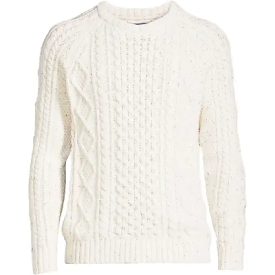Lands' End Men's Cotton Blend Aran Cable Crew Neck Sweater image {3}