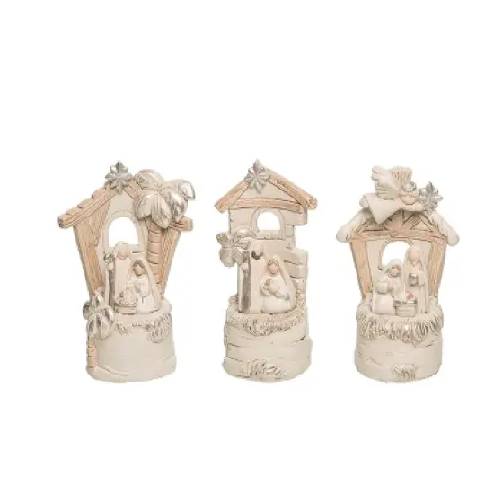 Transpac Resin Elegant Nativity Decor Set of 3 Christmas Home Decorations Polyester Decorative Objects image {1}
