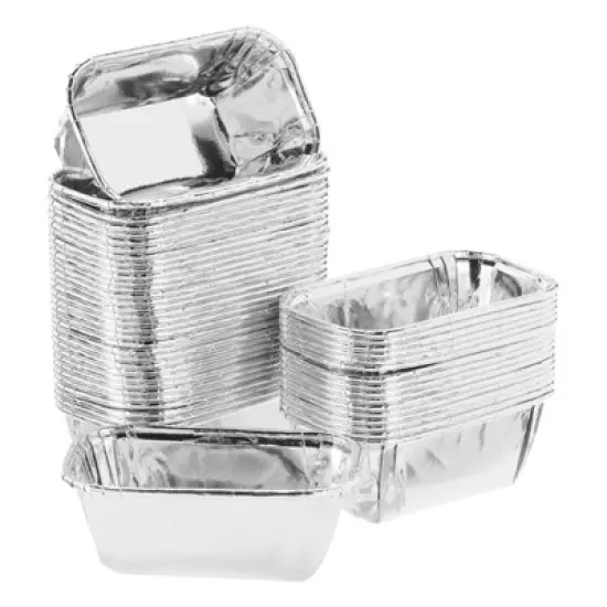 Unique Bargains Greaseproof Single-sided Aluminum Foil Cupcake Liners for Party 50 Pcs image {15}