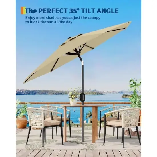 7.5FT Patio Umbrella with Tilt & Crank, 6-Rib UV Protective Canopy, Waterproof Outdoor Shade for Pool, Garden and Deck image {4}